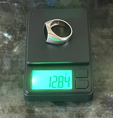 Real Solid 14k White Gold With Black Onyx Natural Stone Signet Plain Ring - Image 1 of 4