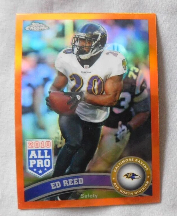 2011 Topps Chrome Orange Refractor #158 Ed Reed Baltimore Ravens Football Card - Image 1 of 1