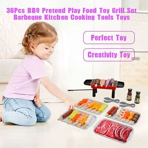 36Pcs BBQ Pretend Play Food Toy Grill Set BarbeqF1 Kitchen Cooking Tools Toys S2 - Picture 1 of 12