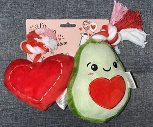 Valentine's Dog Toy Gift Set Squeaky Plush All For Paws Avocado Heart Rope Toy - Picture 1 of 3