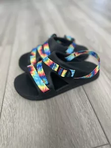 Chaco Sandals Kids Size 2 Chillos Dark Tie Dye Slip On Outdoors Sport Slide NEW - Picture 1 of 6