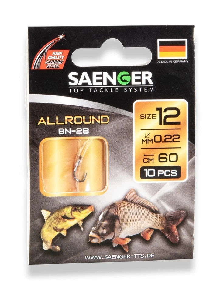 SÄNGER TTS Sänger Carbon Steel Haken Allround, Vorfach Angelhaken, Karpfen, Friedfisch, Aal