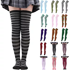 Christmas High Long Socks Over Knee Stripe Sock Christmas Cosplay Party Costumes - Picture 1 of 69