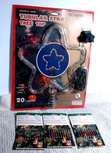 K Mart Tubular Blinking star tree topper & 3 packages  mini lamps for other sets - Picture 1 of 12