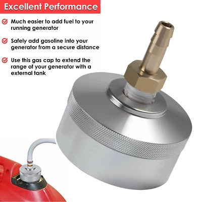 JT-MOTOR Extended Run Fuel Gas Cap fit for Honda Generator EU1000i EU2000i 1/4"NPT Line