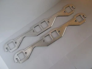 SMALL BLOCK CHEVY ALUMINUM SQUARE PORT HEADER EXHAUST GASKETS REUSABLE sbc #4141 - Bild 1 von 6