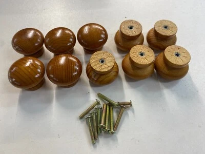 Brown Wooden Door Knobs 1 1/2" 40mm Varnished Home Drawer Cupboard 4mm Thread - Image 1 of 4