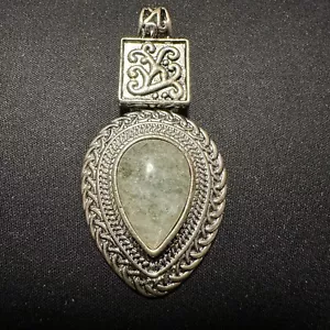 Enorme colgante vintage de plata de ley 925 con forma de lágrima de piedra - Imagen 1 de 4