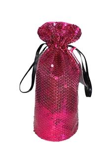 Bolso de almacenamiento Victoria's Secret rosa lentejuelas con cordón negro nuevo con etiquetas - Imagen 1 de 5