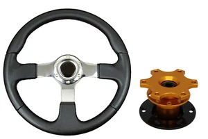 Volante F2 CROMO + oro sgancio rapido boss TG per RENAULT - Foto 1 di 4