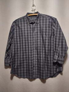Bugatchi Uomo ~ Button Up Shirt Men Sz 3XL - Gray & White Striped Dress Shirt - Picture 1 of 11