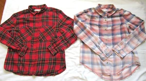 Girl's 13/14 Zara Red Plaid Blouse & Treasure & Bond Blue and Pink Plaid Blouse - Picture 1 of 5