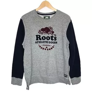 Roots Canada Grafik Sweatshirt Damen kleiner Farbblock beflockt Biber Rundhalsausschnitt - Bild 1 von 10