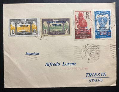 1932 Librevillle Gabon French Africa Cover To Triest Italy Sc#116 - Image 1 of 2