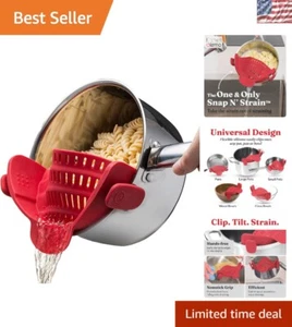 Snap N Strain Silicone Clip-On Strainer - Space-Saving Red Kitchen Accessory - Picture 1 of 9