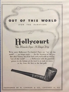 Hollycourt Miracle Pipe We'll Be Back After Victory anuncio impreso vintage 1944 - Imagen 1 de 4