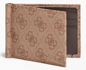 Guess Vezzola 4G Logo Gedruckte Leder Herren Geldbörse In Lattee - Bild 1 von 6