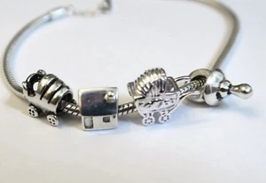 925 ECHT SILBER ***  Charm Bead Armband-Modul Anhänger, Thema Familie-Haus-Baby - Picture 1 of 23
