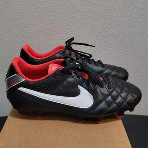 New Nike Tiempo Natural IV LTR FG Soccer Cleats Black / Red 509085-010 Mens 6.5 - Picture 1 of 9
