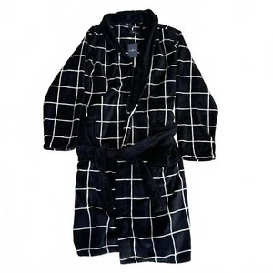 Neu Hackett schwarz-weiß karierter Morgenmantel mit Kapuze Bademantel Gr. S/M UVP 60£ - Bild 1 von 7