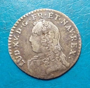 Louis XV 1/20th Twentieth Of Ecu With Olive Branches 1727 D Lyon, Not Bad - Picture 1 of 2