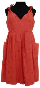 COTTON & SILK Les Petites Collection Orange Red Sundress with Pockets Size 42 - Picture 1 of 8