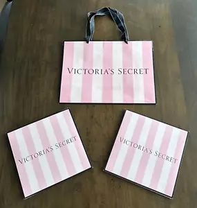 Victorias Secret Large Paper Shopping Gift Bag & 2 Medium Gift Boxes Pink Stripe - Picture 1 of 4