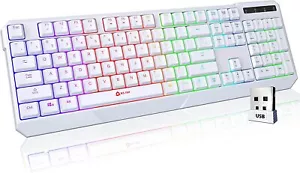 KLIM Chroma Wireless RGB Gaming Keyboard for PC, PS4, Xbox One, Mac (WHITE) - Picture 1 of 6