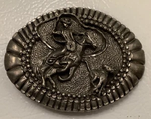 Fibbia da cintura vintage EGE 93 vitello rodeo taglio diamanti argento - Foto 1 di 3