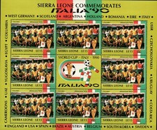 FOGLIETTO SIERRA LEONE COMMEMORATES - ITALIA '90 WORLD CUP - COLUMBIA