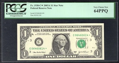 FR.1930-C* 2003-A $1 *STAR* FEDERAL RESERVE NOTE PHILADELPHIA, PA PCGS UNC-64PPQ - Image 1 of 2