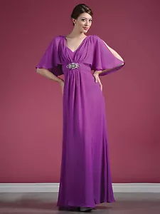 L-PURPLE FORMAL MODEST MOTHER OF THE BRIDE GROOM DRESS EVINING GOWN Size 3XL NEW - Picture 1 of 1