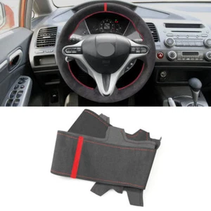 Winter Soft Suede Leather Steering Wheel Cover for Honda Civic 8th Gen 2005-2011 - Picture 1 of 8