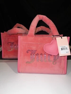 Mini Bolso de Mano JUICY COUTURE Rosa Limonada Terciopelo Grande Nuevo con Etiquetas Foto 1 de 4
