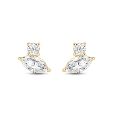 Studs Yellow Gold Earring 18k  Lab Grown Marquise 1.50 Ct IGI Certified Diamond - Image 1 of 4