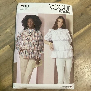 Vogue Sewing Pattern V2011 Womens Flowy Hippie Cottage Blouses Sizes 8-16 UNCUT - Picture 1 of 3