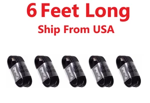 5Pack 6FT Type-C Cable Data Charger Charging Cord for Samsung S8 S9 A10E BLK - Picture 1 of 2