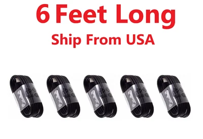 Pacote com 5 6 pés cabo tipo C carregador de dados cabo de carregamento para Samsung S8 S9 A10E BLK - Imagem 1 de 2