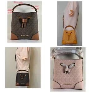 Michael Kors Mercer XS Convertible Bucket MK Signature Messenger Shoulder Bag - Picture 1 of 53