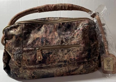 Treska Dorado Marrón Bolso de Mano Bolso de Hombro Bolsillo Impreso Exterior Cremallera Nuevo Foto 1 de 4