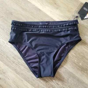 NWT Tommy Hilfiger Dark Navy Ruffle Detail Bikini Bottom Size Small - Picture 1 of 5