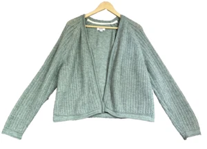 Croft & Barrow Open Cardigan Women 2X Pale Green Silver Lace Knit Fuzzy Sparkle - Picture 1 of 9