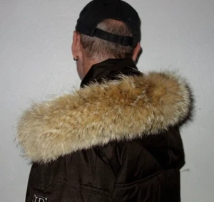 Coyote Pelz Kapuze Kragen XXL Echt Fell Besatz Jacke Parka Mantel Kojote Fur 55 - Bild 1 von 5