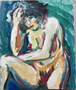 Original abstrakte Komposition „Weibliche Figur“, Expressionismus, 60,0x50,0 cm. - Bild 1 von 7