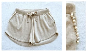 BRODIE 100%-cashmere beaded luxe-lounge loungewear goop shorts $225 L  us-10/12 - Picture 1 of 8