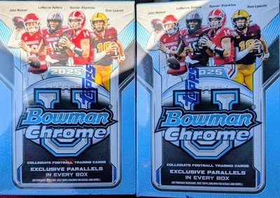 🔥2025 Bowman Chrome U Football Blaster Boxes New Factory Sealed Lot Of 2🔥 - Image 1 of 2