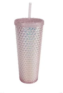 26 oz Double Wall Insulated Tumbler Pink Iridescent Cup with Lid & Straw - Picture 1 of 4