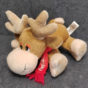 Coca Cola Moose Lying Reindeer Plush Soft Toy Plushie Approx 12cm Long - Picture 1 of 8