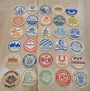 German Beer Coasters Lot of 30 Round Mats Vintage 1980s - Picture 1 of 9