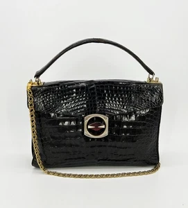 Vintage 1970s Brown Alligator Portfolio Top Handle Tote - Picture 1 of 15